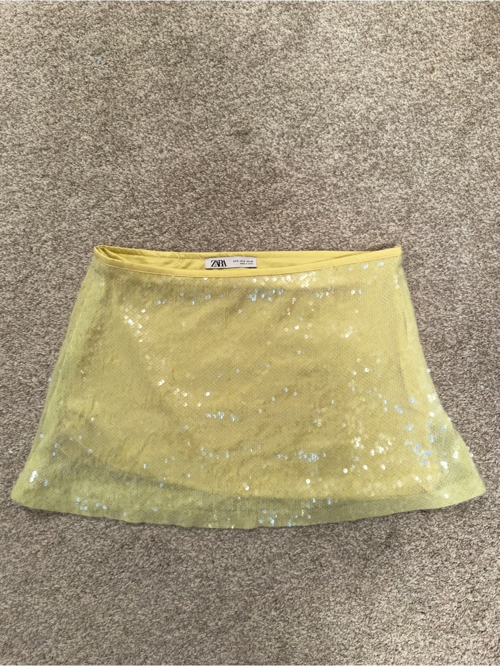 ZARA Yellow Sequin Mini Skirt